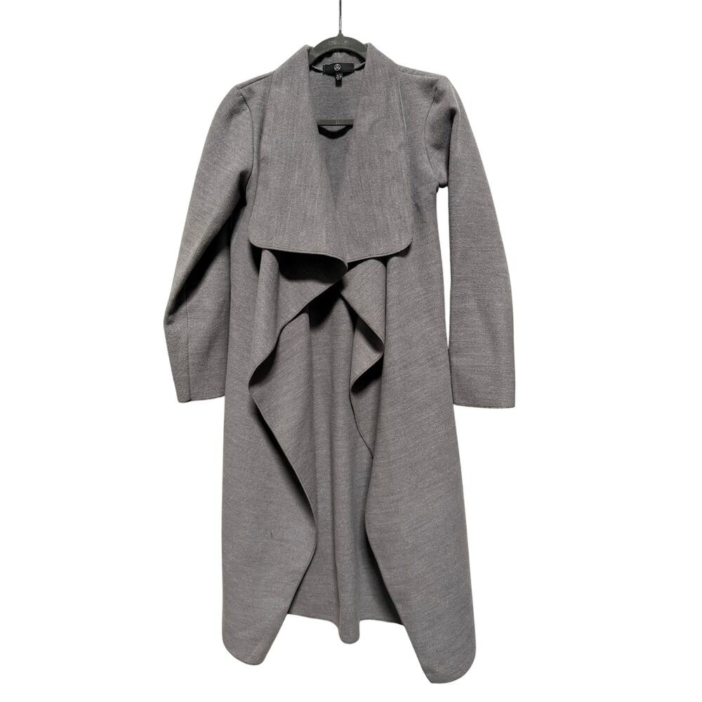Missguided Coat Womens Size 4 Made In Italy Gray Draped Open Front Long